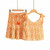 Boho Rayon Cotton Drawstring Strap Top & Mini Skirt 2 Piece Set