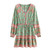 Ethnic Cotton Tie Neck Floral Print Happie Bohemian Mini Dress