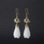 Lotus Pattern Natural Hetian White Jade Silver Earrings