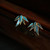 Creative Silver Enamel Porcelain Bamboo Leaf Stud Earrings