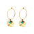 Retro Natural Stone Round Coin Stud Earrings