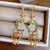 White Jade Flower Enamel Porcelain Tassel Long Earrings