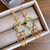 White Jade Flower Enamel Porcelain Tassel Long Earrings