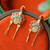 Natural Oval Inlaid Red Tourmaline Pearl Exquisite Earrings
