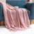 Navy Cozy Textured Lightweight Knitted Blanket with Tassels