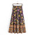 Boho Multi Floral Rayon Cotton Tassel Pleated Maxi Skirt