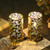 Creative 2Pcs Fan Metal Warm White LED Table Lamp