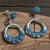 Boho Round Metal Green Stone Adjustable Drop Earrings