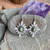 Creative Metal Cross Inlaid Green Stone Floral Earrings