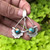 Vintage Hand Carved Flower Inlaid Hook Drop Earrings