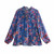 Vintage Floral Print Tie Neck Tassel Loose Blouse