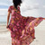 Red Floral Deep V-neck Button Rayon Summer Boho Sundress