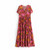 Red Floral Deep V-neck Button Rayon Summer Boho Sundress