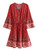 Floral Print Bat Sleeve V Neck Tassel Summer Boho Sundress
