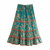 Purple Floral High Elastic Waist Rayon Cotton Ethnic Skirt