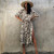 Leopard Print Cotton Smock Frock Side Split Cover Up Long Dress