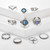 Women Charming Leaf Geoemtric Silver Color Moon Ring Set
