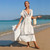 Summer Lace Hollow Out Cotton Short Sleeve Bikini Cover-Up