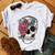 Skull Deer Camouflage Burlap Turban Short Sleeve Graphic T-shirt