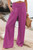 Solid Color High Waist Ruched Cotton Linen Wide Leg Pants