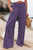 Solid Color High Waist Ruched Cotton Linen Wide Leg Pants
