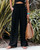 Solid Color High Waist Ruched Cotton Linen Wide Leg Pants