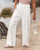 Solid Color High Waist Ruched Cotton Linen Wide Leg Pants
