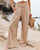 Solid Color High Waist Ruched Cotton Linen Wide Leg Pants