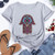 Summer Hamsa Hand of Fatima Print Short Sleeve Black Top - Size M