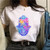 Summer Hamsa Hand of Fatima Print Short Sleeve Black Top - Size M
