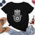 Summer Hamsa Hand of Fatima Print Short Sleeve Black Top - Size M