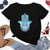 Summer Hamsa Hand of Fatima Print Short Sleeve Black Top - Size M