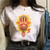 Summer Hamsa Hand of Fatima Print Short Sleeve Black Top - Size XL