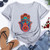 Summer Hamsa Hand of Fatima Print Short Sleeve Black Top - Size XL
