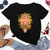 Summer Hamsa Hand of Fatima Print Short Sleeve Black Top - Size XL