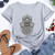 Summer Hamsa Hand of Fatima Print Short Sleeve Black Top - Size XL