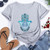 Summer Hamsa Hand of Fatima Print Short Sleeve Black Top - Size XL