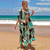 Boho Beach Green Floral Print Bikini Cover Up
