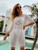 Sexy Hollow Tunic Fringe Trim Crochet Bikini Cover Up Dress