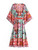 Boho Vestidos Bohemian Red Floral Bat Sleeve Kimono