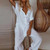 V Neck Cotton Linen Streetwear Elegant Loose Trousers Jumpsuit - Size Large