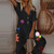 V Neck Cotton Linen Streetwear Elegant Loose Trousers Jumpsuit - Size XL