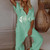V Neck Cotton Linen Streetwear Elegant Loose Trousers Jumpsuit - Size XL