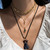 Natural Body Model Crystal Gem Sweater Chain Necklace