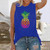 Pineapple Print Crew Neck Casual Loose Sleeveless Tshirt