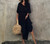 Solid Blue Plus Size Long Kaftan Casual Robe Maxi Dress