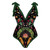 Retro Green Beach Holiday Swimsuit with Skirt