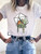 Summer Flower Short Sleeve Kawaii Tee Top - Size Medium