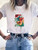 Summer Flower Short Sleeve Kawaii Tee Top - Size Medium
