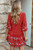 Floral Print Tie Neck Ruffles Rayon Cotton Bohemian Mini Dress